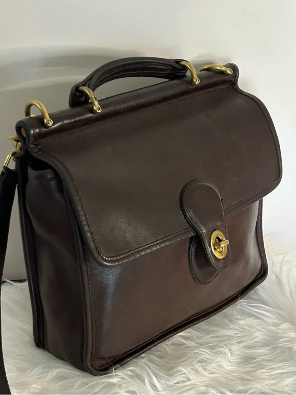 Vintage Coach NYC Station Bag Brown Glove Leather Crossbody Top Handle Rare USA - Picture 6 of 14